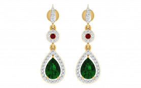 Diamond, Emerald & Ruby Drop Earring