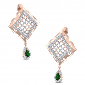 Two tone Diamond & Gemstone Earring