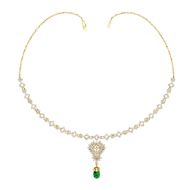 Diamond  & Tsavorite Garnet Drop  Necklace