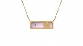 Rose Quartz & Diamond Inlay Pendant Necklace